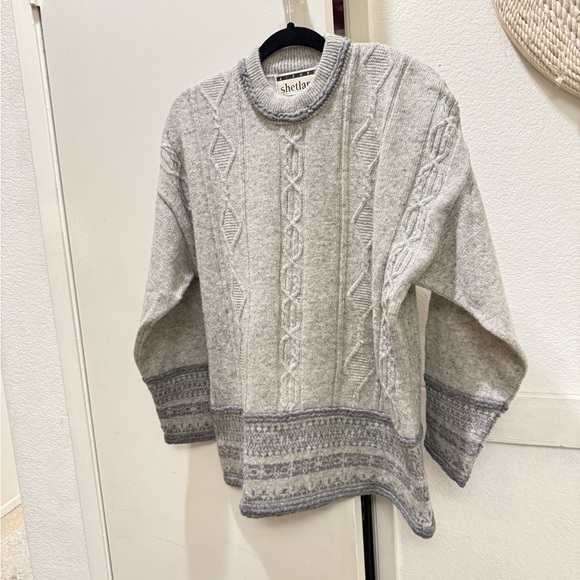 Vintage Siemens Shetland wool sweater cable knit large
